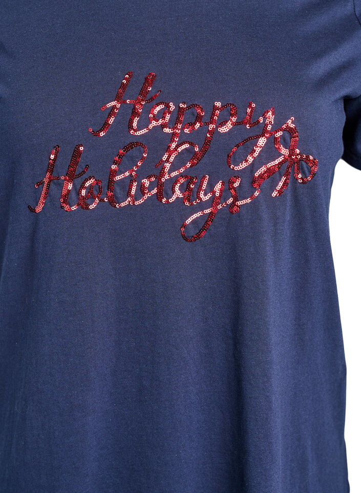 Kerst T-shirt van biologisch katoen, Blauw, Packshot image number 2