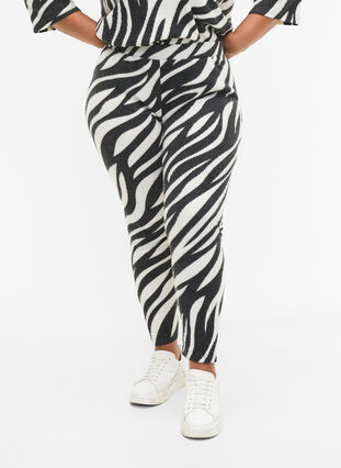 Leggings met zebraprint, White Zebra, Model image number 2