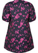 Korte jacquard wikkeljurk, Black w. Red Rose, Packshot image number 1