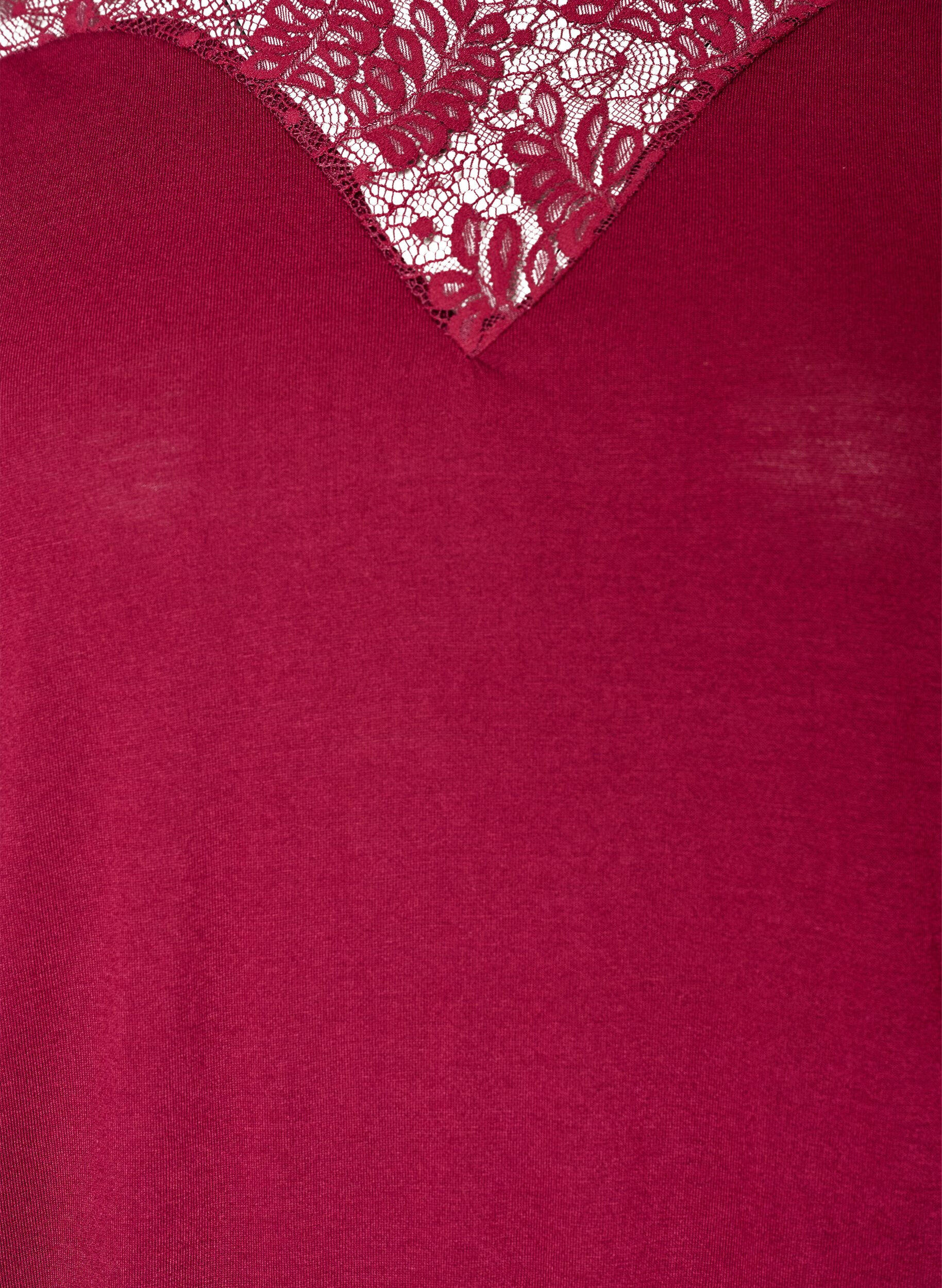 ZizziBlouse met kanten inzetstuk en ballonmouwen, Rood, Packshot image number 2