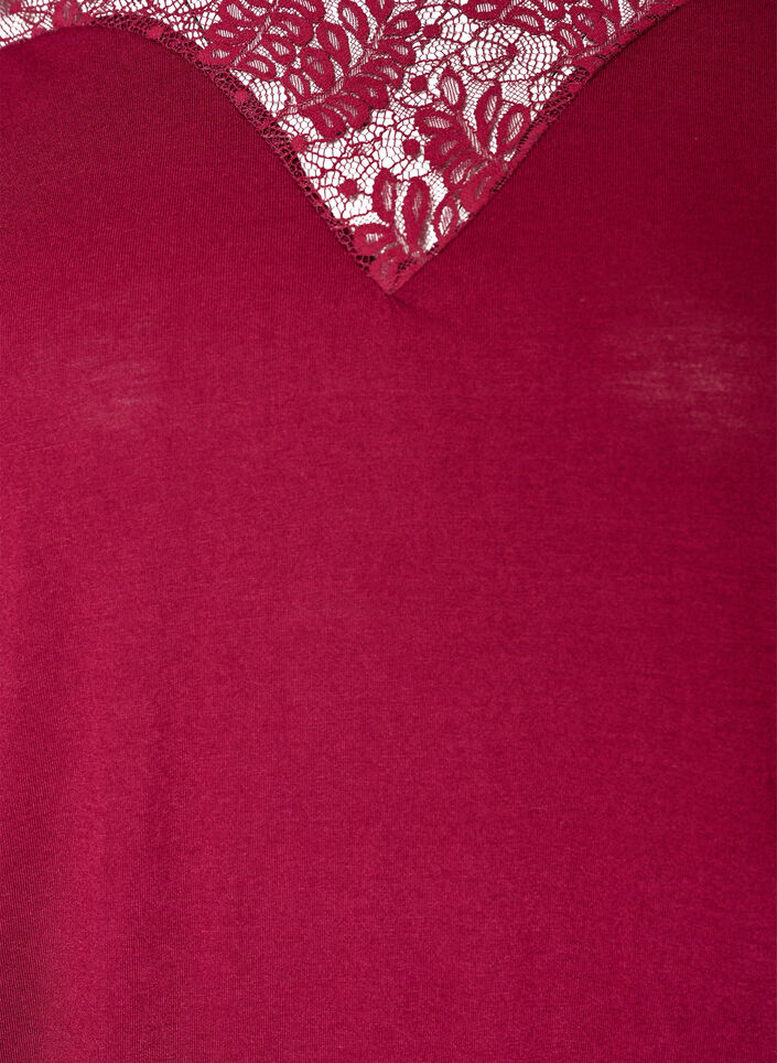 Blouse met kanten inzetstuk en ballonmouwen, Rood, Packshot image number 2