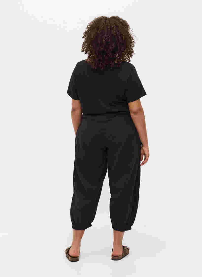 Losse broek met smokwerk, Black, Model image number 0