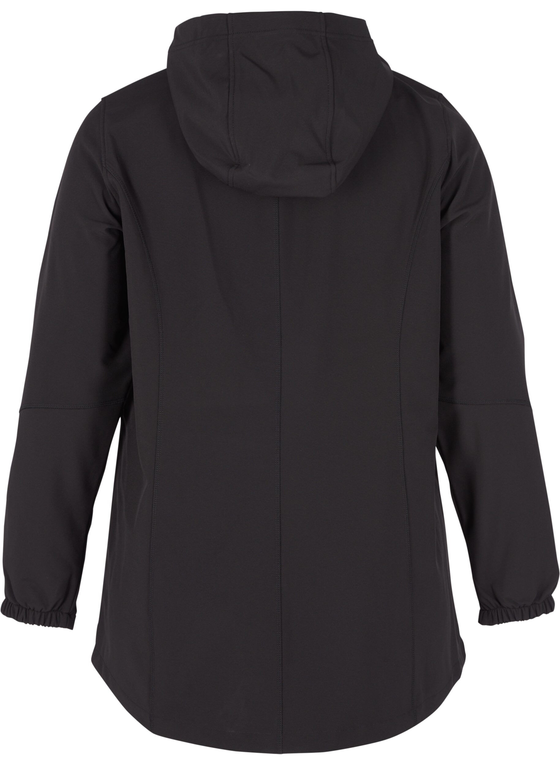Zizzi Korte softshell jas met capuchon, Black, Packshot image number 1