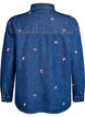 Denim shirt met geborduurde bloemen, Blauw, Packshot image number 1