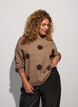 Gebreide blouse met een stippenpatroon, Bruin, Model image number 0