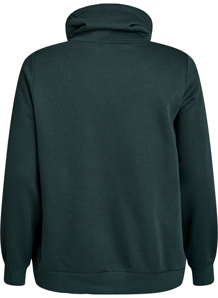 Sweatshirt met hoge kraag en zakken, Groen, Packshot image number 1