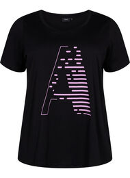 Sport-T-shirt met print, Black w. Purple A