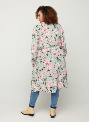 Viscose jurk met bloemenprint, Slate Gray AOP, Model image number 1