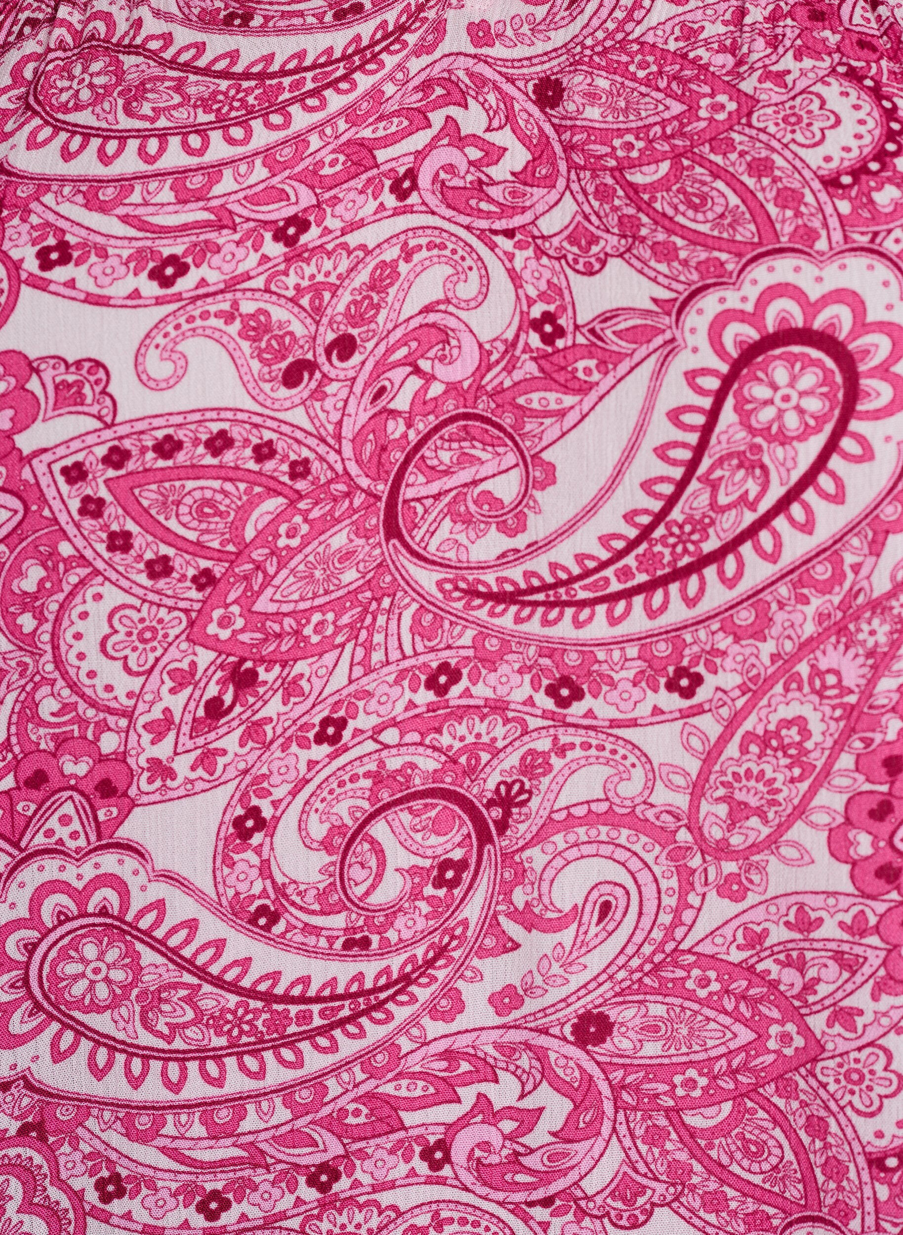 Zizzi Gedessineerde viscose blouse met ruches, Roze, Packshot image number 2