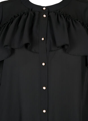 Ruche blouse met parelknopen, Black, Packshot image number 2