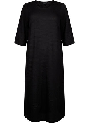 Kanten jurk met 3/4 mouwen, Black, Packshot image number 0