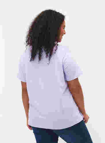 Katoenen t-shirt met ronde hals en opdruk, Lavender FACE, Model image number 1