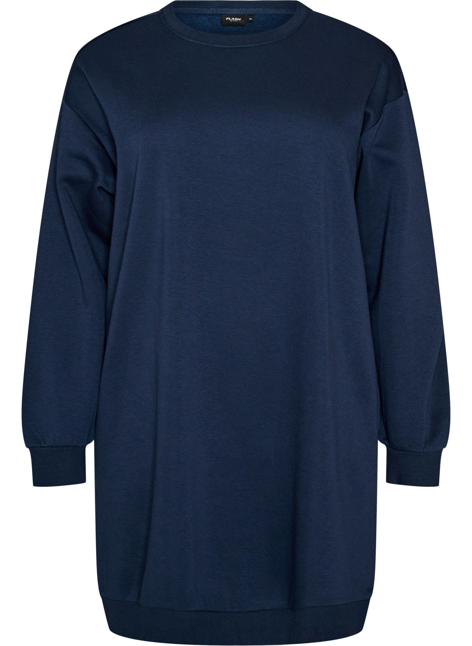 ZizziLosse sweatshirtjurk met zakken, Blauw, Packshot image number 0