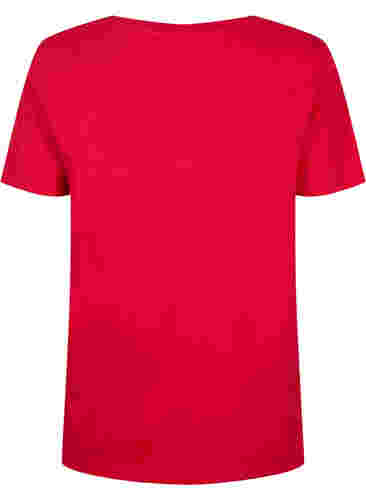 T-shirt in katoen met anglaise borduurwerk, Tango Red, Packshot image number 1