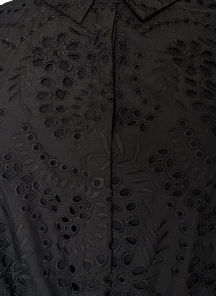 Blousejurk in broderie anglaise met strikceintuur, Zwart, Packshot image number 2