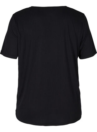 T-shirt met korte mouwen in ribstof, Black, Packshot image number 1