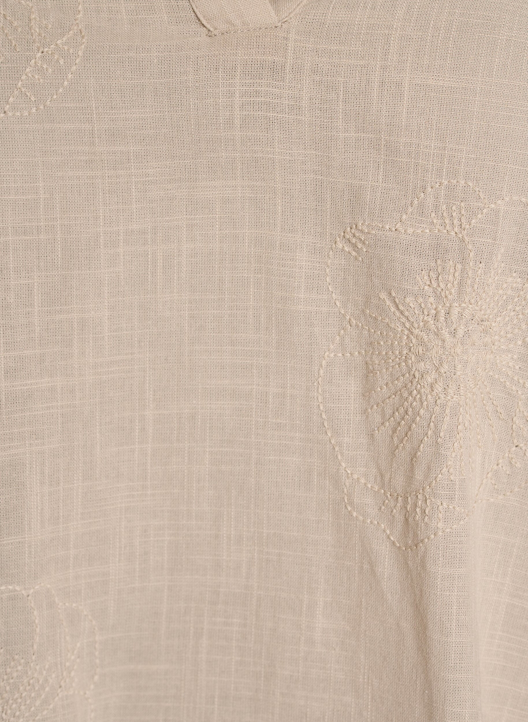 Zizzi Katoenen blouse met geborduurde details en 3/4 mouwen, Beige, Packshot image number 2