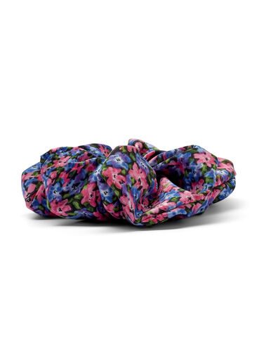 Gebloemde scrunchie, Blue Pink Flower, Packshot image number 1