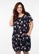 Katoenen jurk met korte mouwen en print, Zwart, Model image number 0