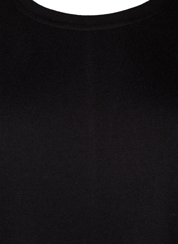 Solide gekleurde blouse met parels, Black, Packshot image number 2