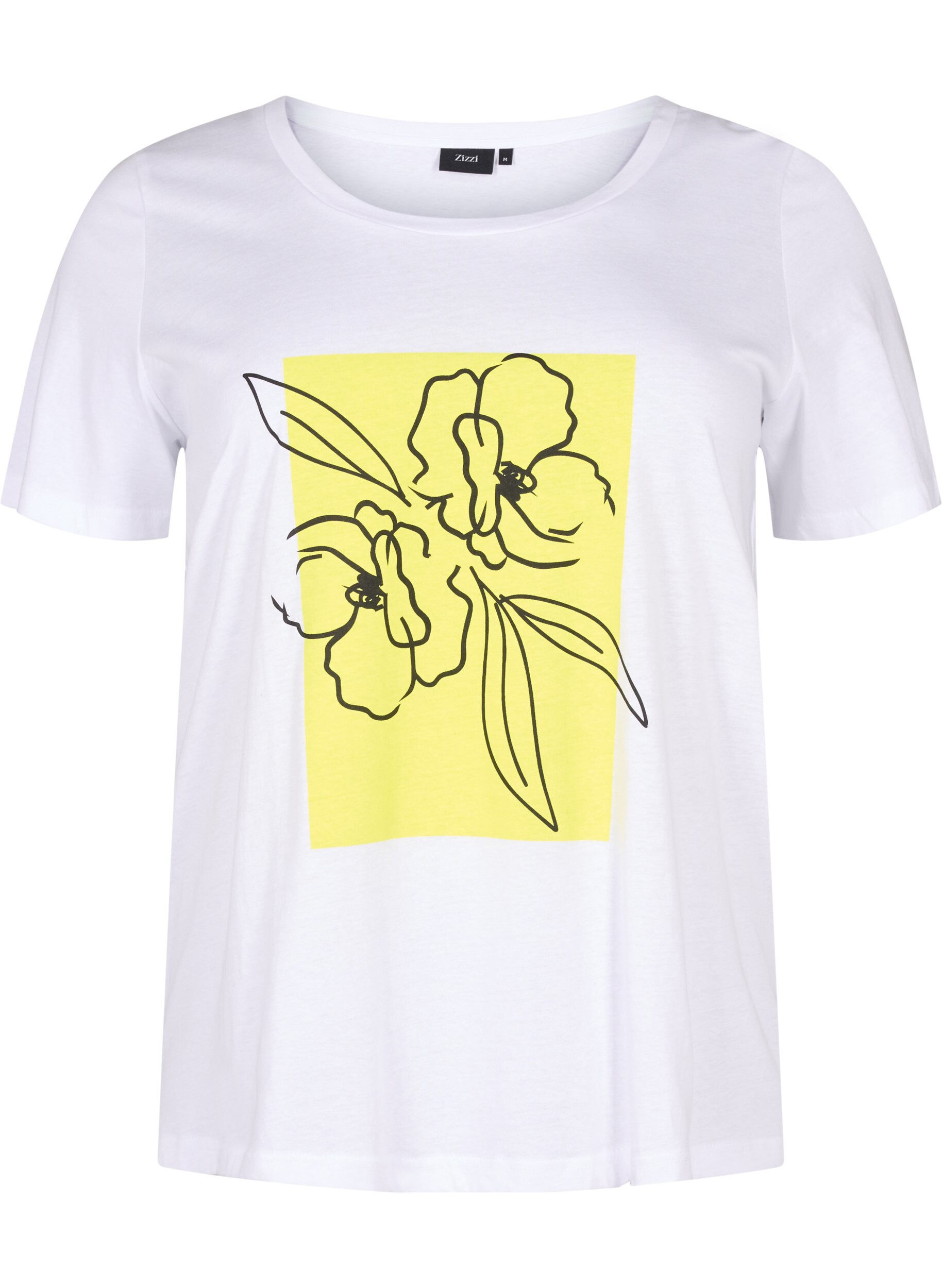 Zizzi Katoenen T-shirt met motief, B. White w. Sulphur, Packshot image number 0