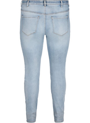Amy jeans met hoge taille en decoratieve steentjes, Light blue, Packshot image number 1