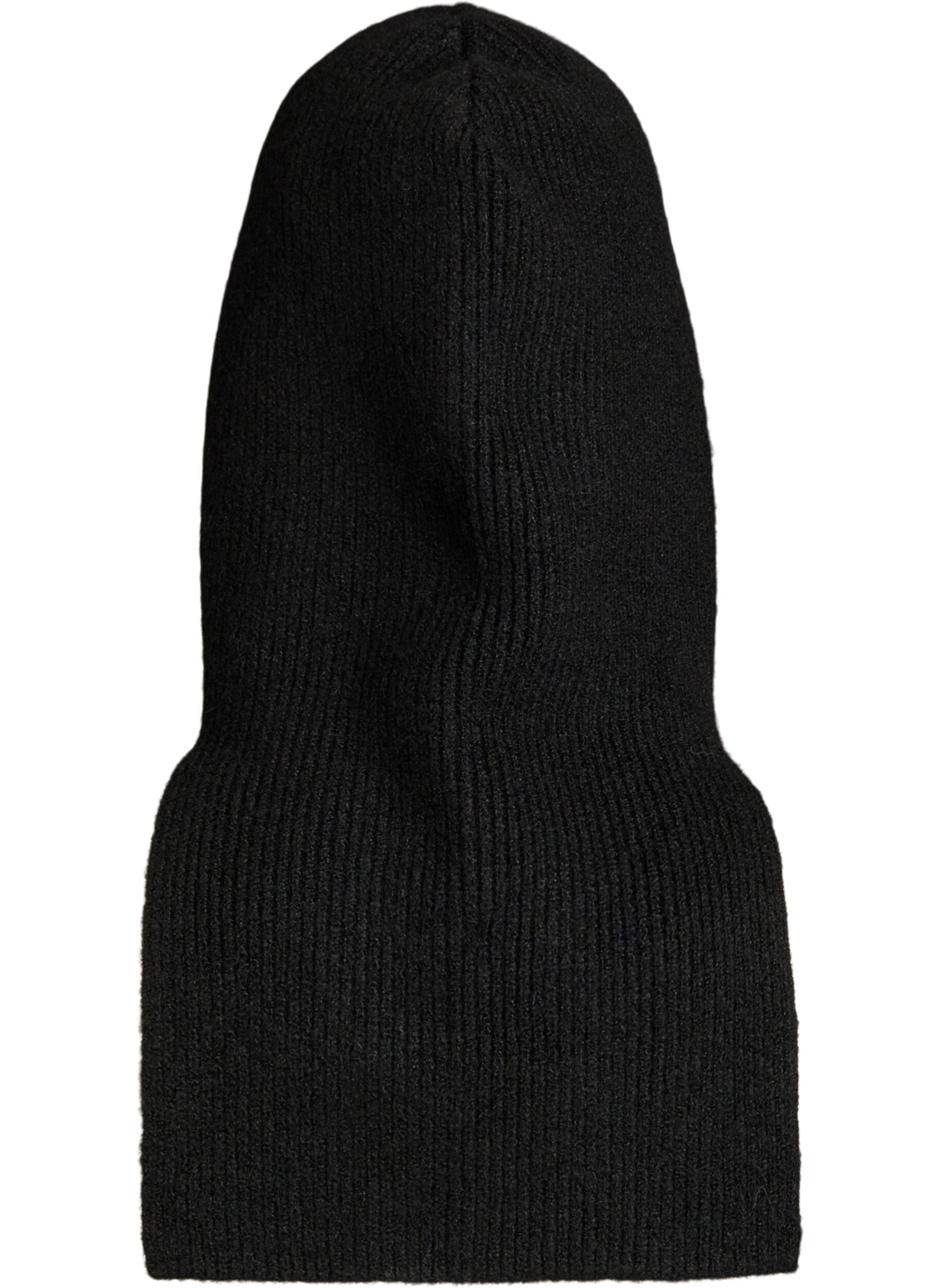 Zizzi Ribgebreide balaclava met ritssluiting, Zwart, Packshot image number 1