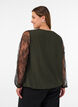 Blouse met kanten mouwen en ballonvorm, Groen, Model image number 2