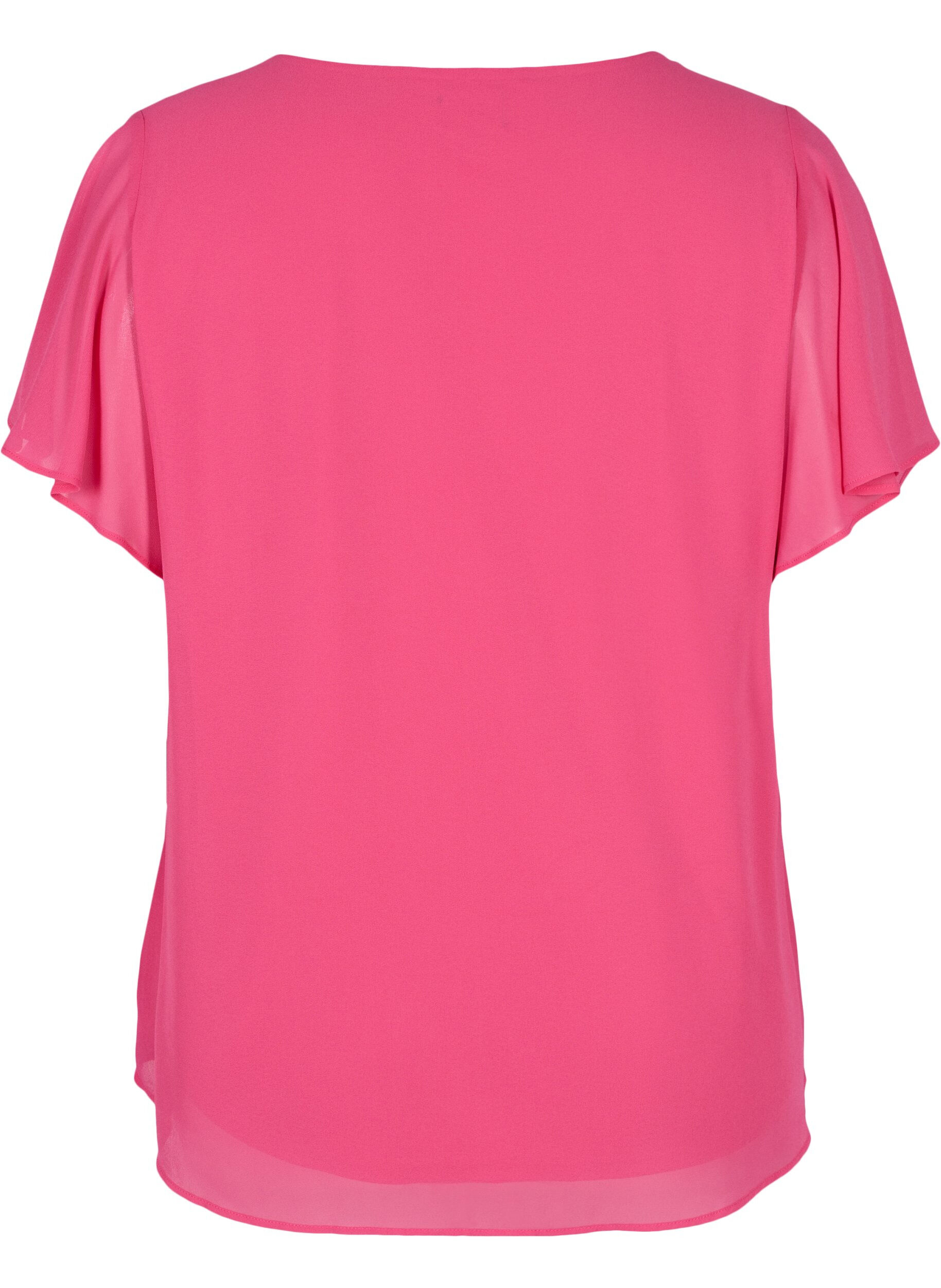 Zizzi Blouse met korte mouwen, Magenta, Packshot image number 1