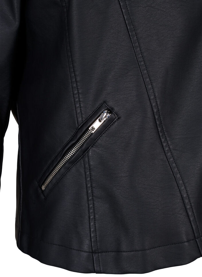 Imitatie leren bikerjas, Zwart, Packshot image number 3