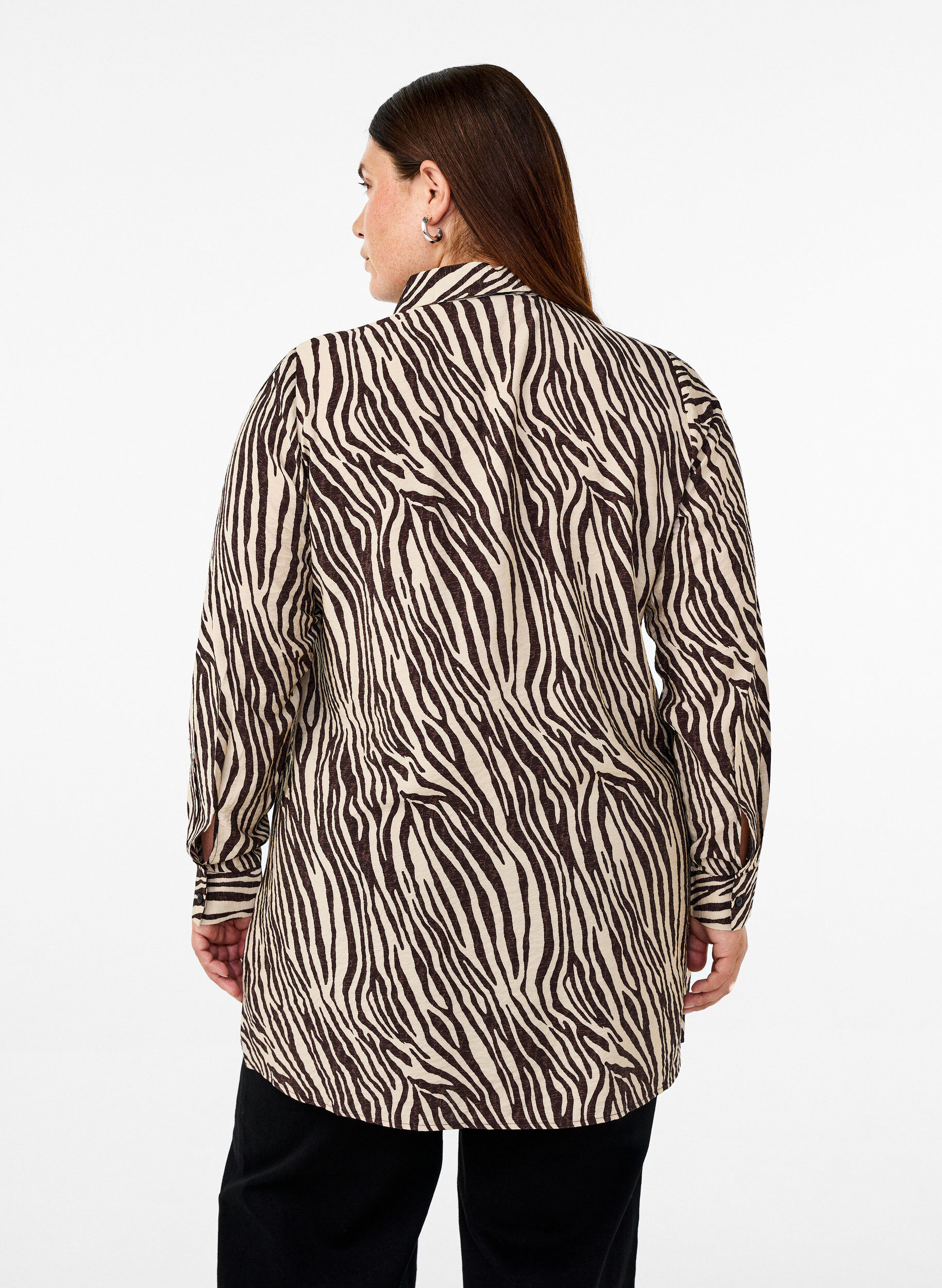 Zizzi Lange blouse met luipaardprint, Bruin, Model image number 2
