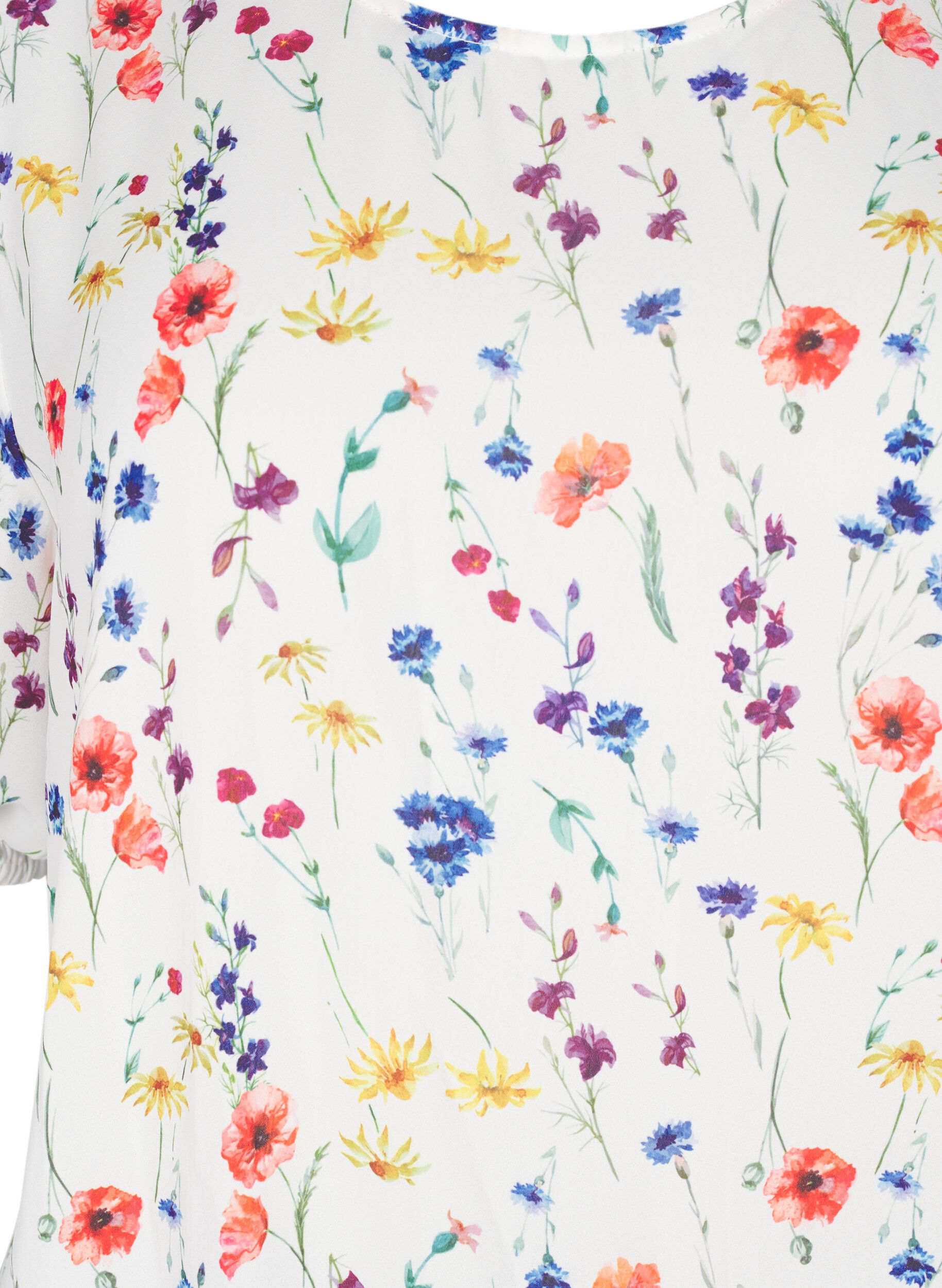 Zizzi Bloemenblouse met smok, Blauw, Packshot image number 2