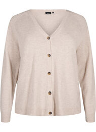 Gebreide cardigan in merinowol, Pumice Stone Mel.