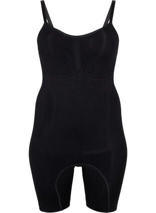 Shapewear bodysuit met opening aan de onderkant, Black, Packshot image number 0