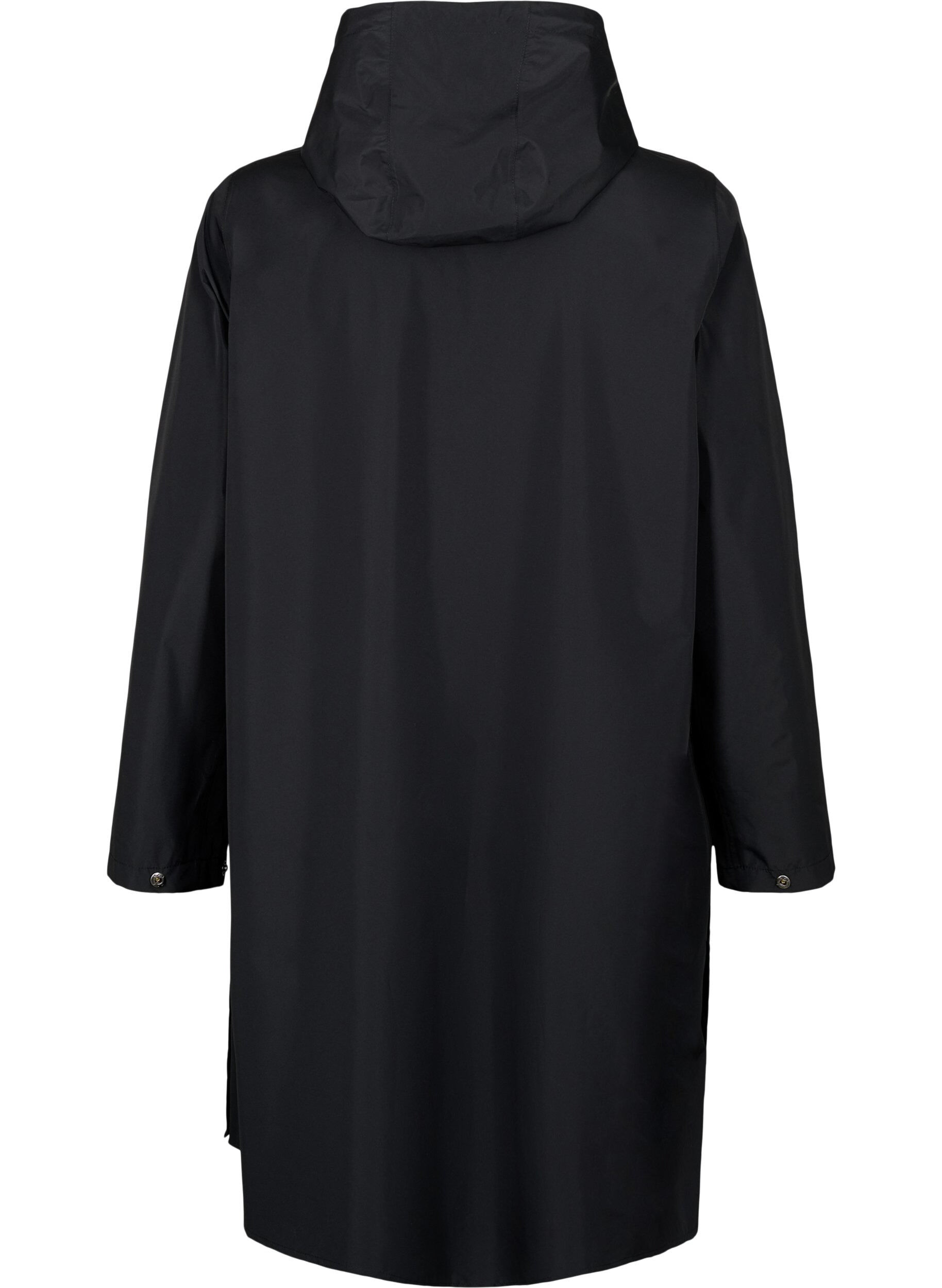 ZizziRegenjas met zakken en capuchon, Zwart, Packshot image number 1
