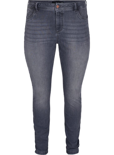 Extra slanke Nille jeans met hoge taille, Grey Denim, Packshot image number 0