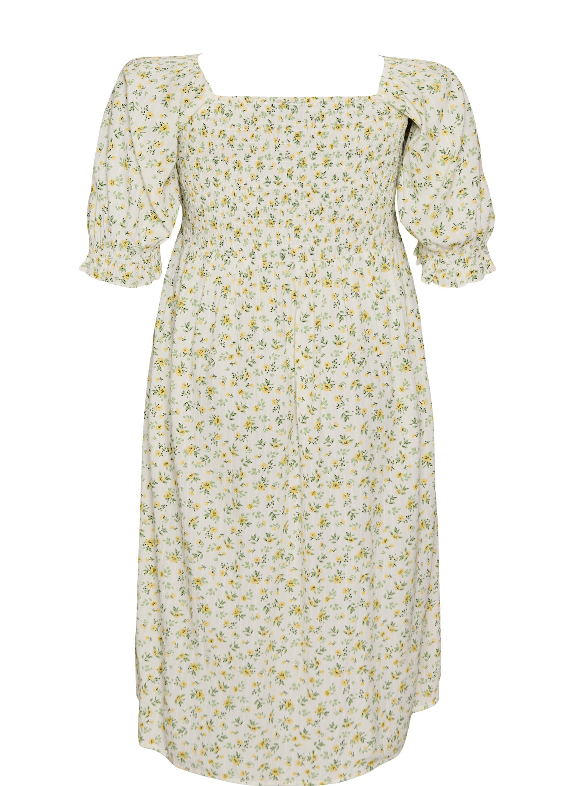 ZizziGebloemde viscose zomerjurk, Wit, Packshot image number 1