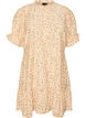 Korte viscose jurk met ruchesdetails, Geel, Packshot image number 0
