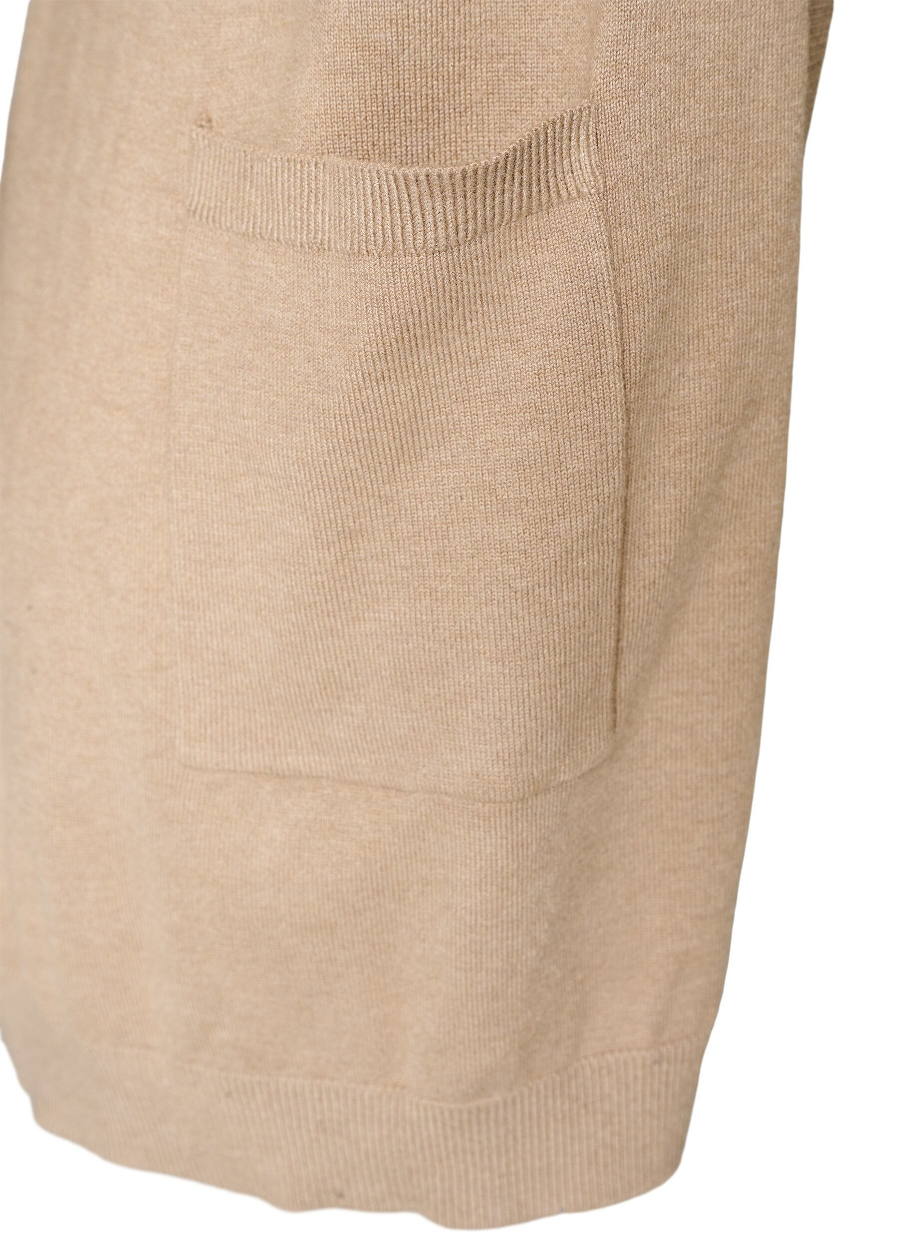 ZizziLang gebreid vest in viscosemix, Beige, Packshot image number 3