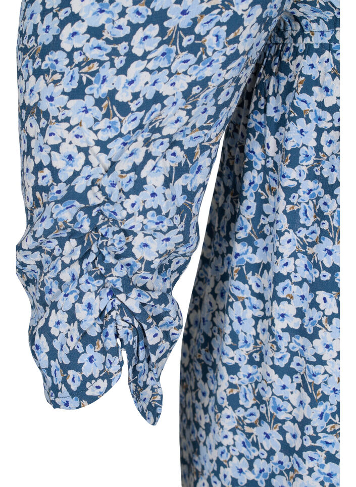 Viscose zwangerschapstop met print, Blue Flower AOP, Packshot image number 3
