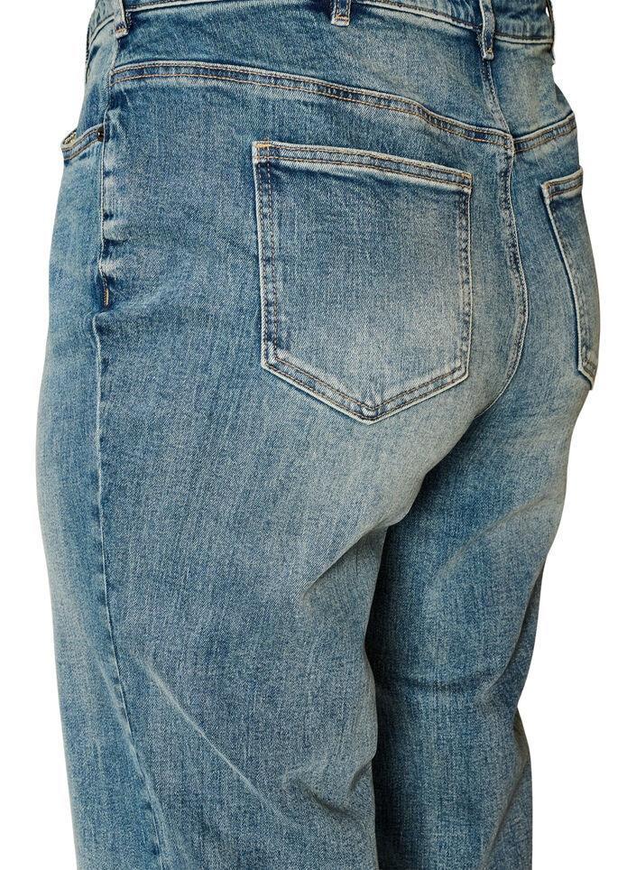 Kiana straight-fit jeans met een licht versleten look, Blauw, Packshot image number 3