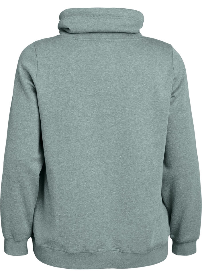 Sweatshirt met hoge kraag en zakken, Groen, Packshot image number 1