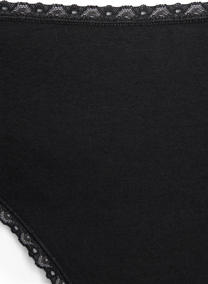 3-pack string met kanten randjes, Black, Packshot image number 2