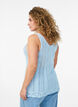 Gebreide top met broderie ajour en V-hals, Blauw, Model image number 2