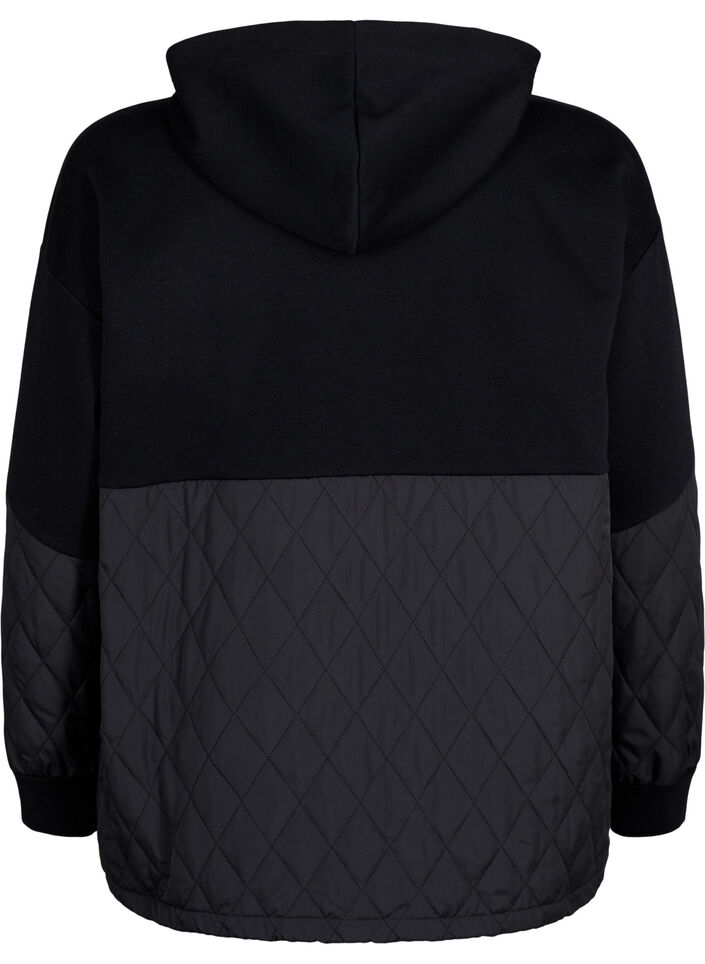 Sweatshirt met capuchon en quilt, Black, Packshot image number 1