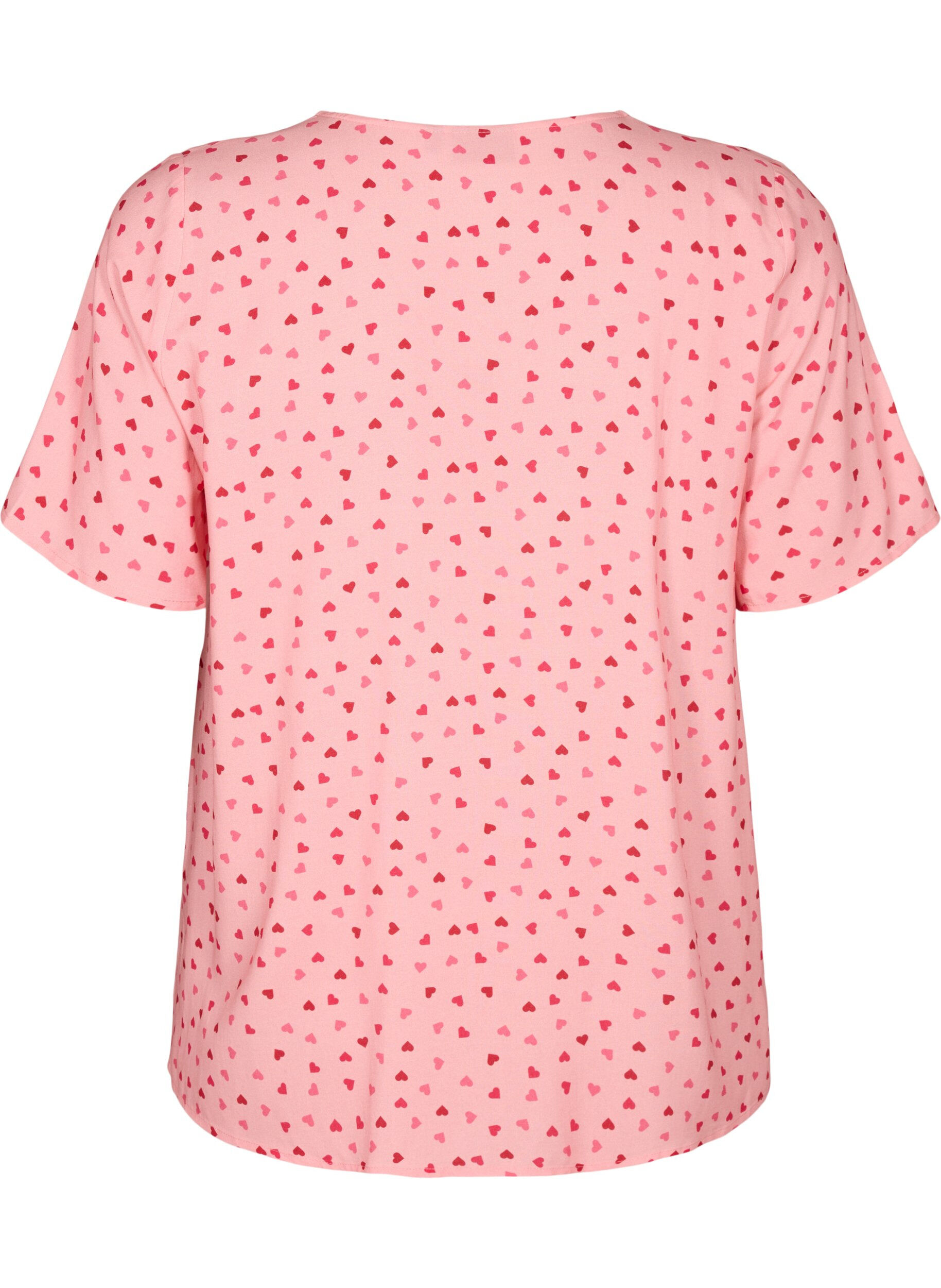 Zizzi Bedrukte pyjamatop van viscose, Roze, Packshot image number 1
