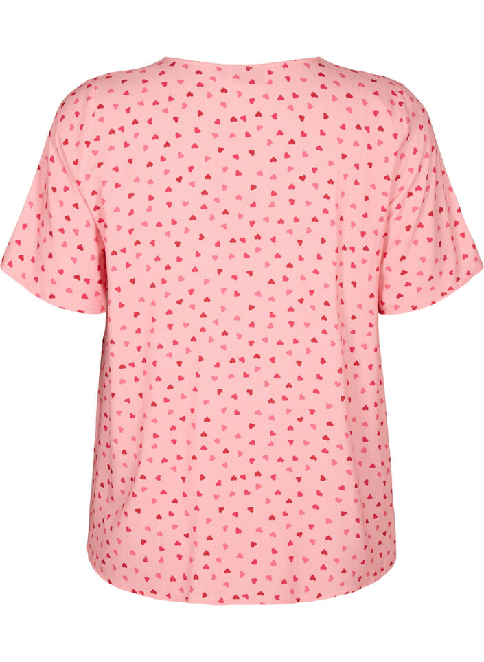 Bedrukte pyjamatop van viscose, Roze, Packshot image number 1