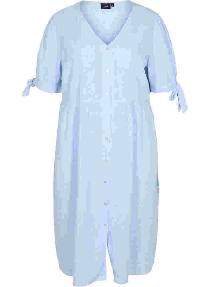 Gestreepte blouse jurk in katoen, Blue Stripe, Packshot image number 0