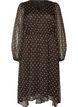 Chiffon jurk met polkadots en lange mouwen, Bruin, Packshot image number 0