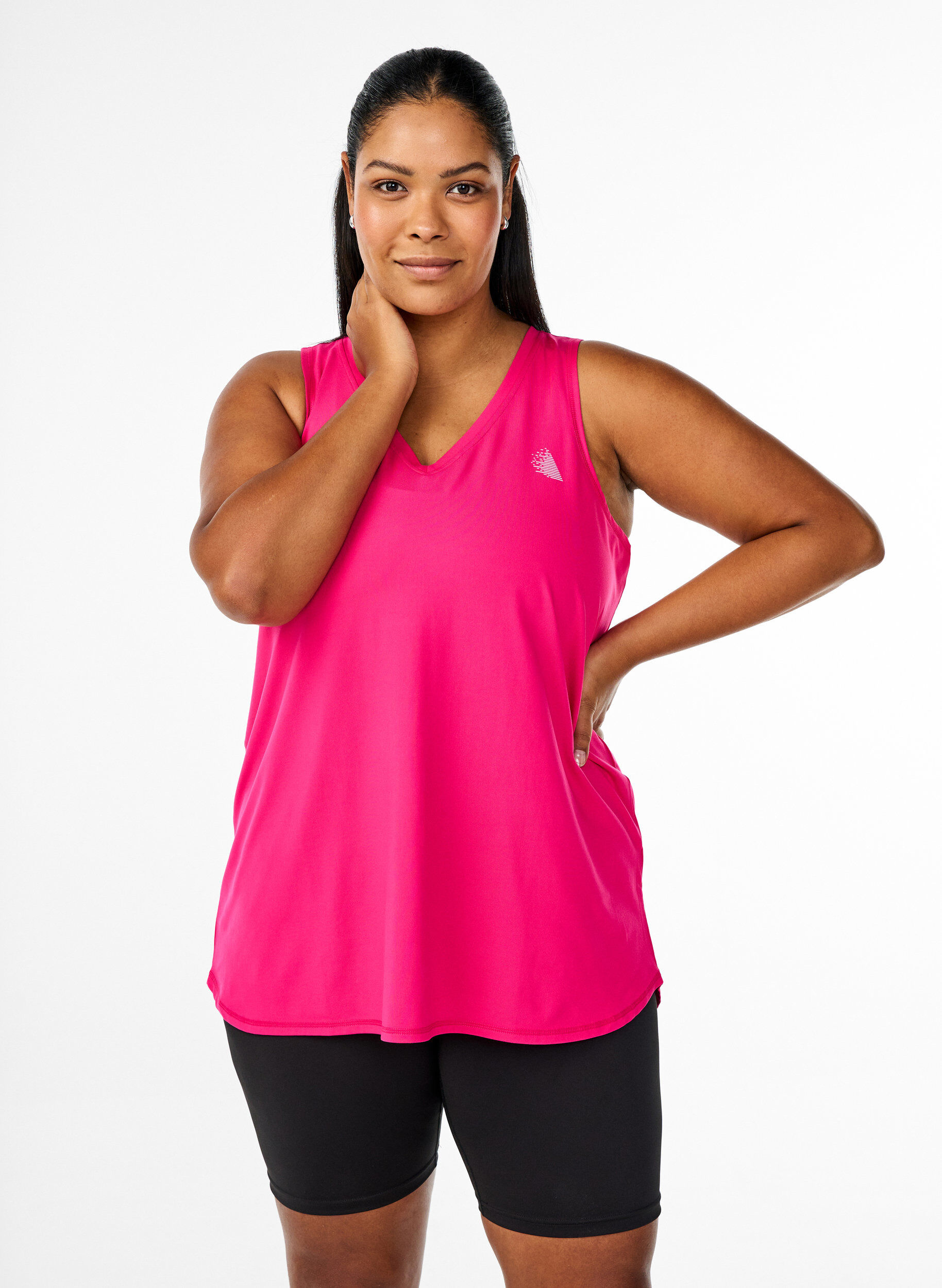 Zizzi Workout top met V-hals, Roze, Model image number 0